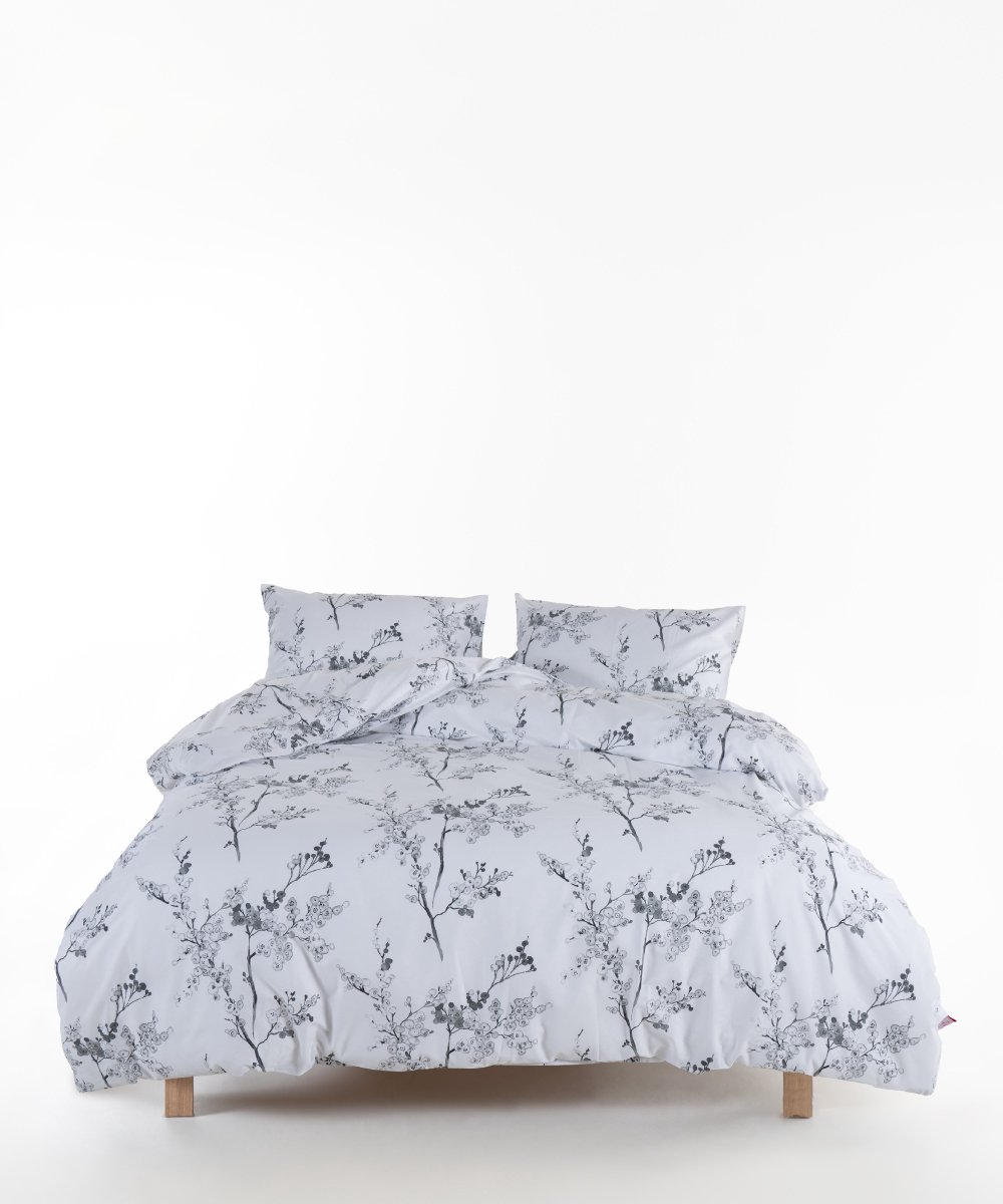 Mila Home Bloemen Collection - Beddengoedset Dekbedovertrek - Wit Bloemen Dessin - 100% Katoen Ranforce - OEKO-TEX Gecertificeerd - 140x200 cm + 1 Kussenhoes 60x70 cm