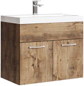 Badplaats Badkamermeubel Montreal 60 x 35 cm – Bruin Eiken – Wastafel met Onderkast