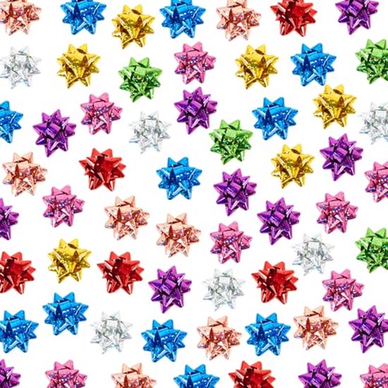 RMENOOR 100 stuks metalen kerststrikken, 2,5 cm mini-cadeaupapier, zelfklevende geschenkstrikken, kerstfoliestrogen, metallic strikken voor cadeauverpakking, vakantie, verjaardagen, bruiloften