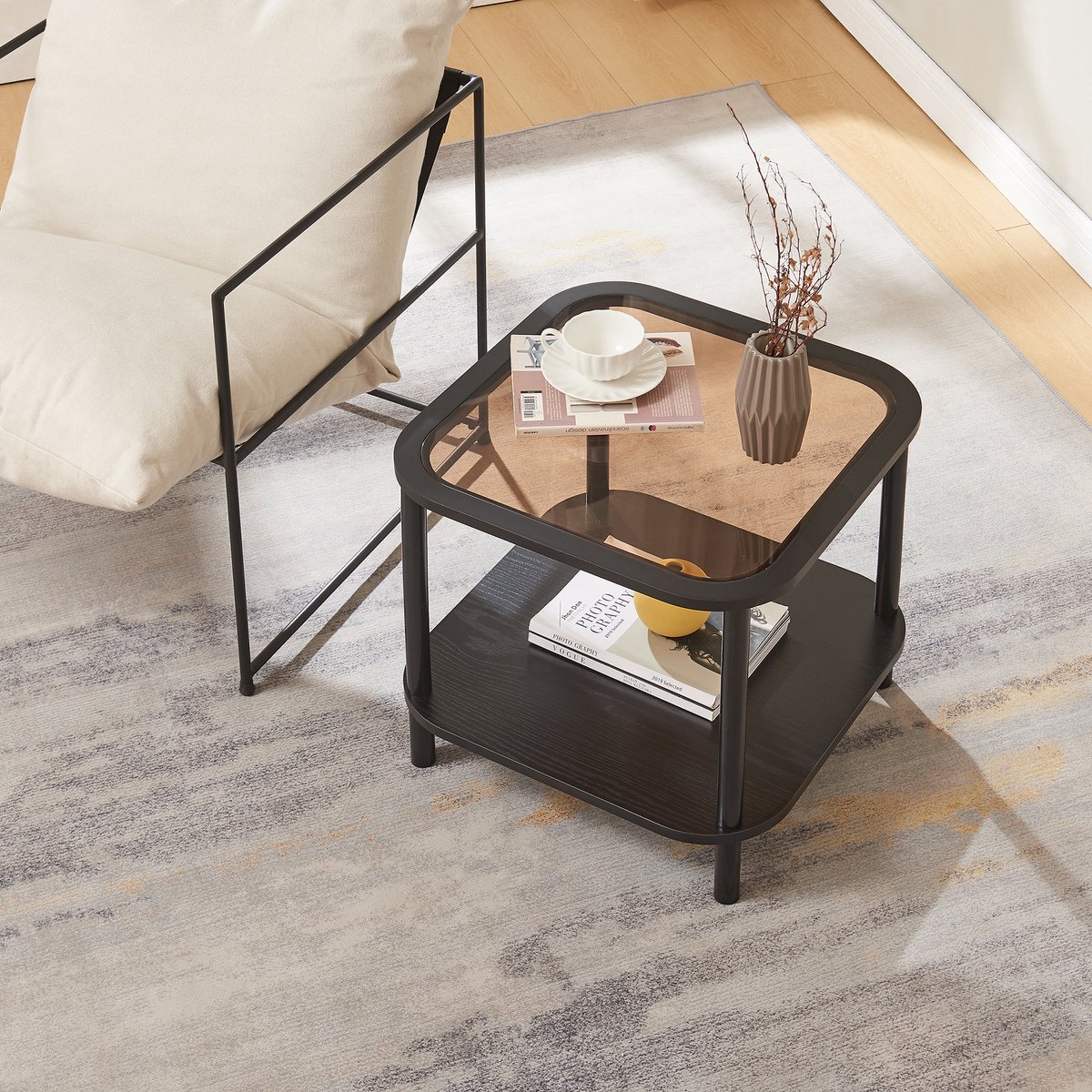 en.casa Salontafel Latama 51x51x45 cm zwart en brons [en.casa]