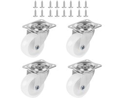 4 stukken draaibare kastrollen - meubelwielen - 1.5 inch wielen voor het verplaatsen van meubels - draaibare kastrollen met 16 schroeven inbegrepen - rem voor werkbank voor het verplaatsen van kleine meubels