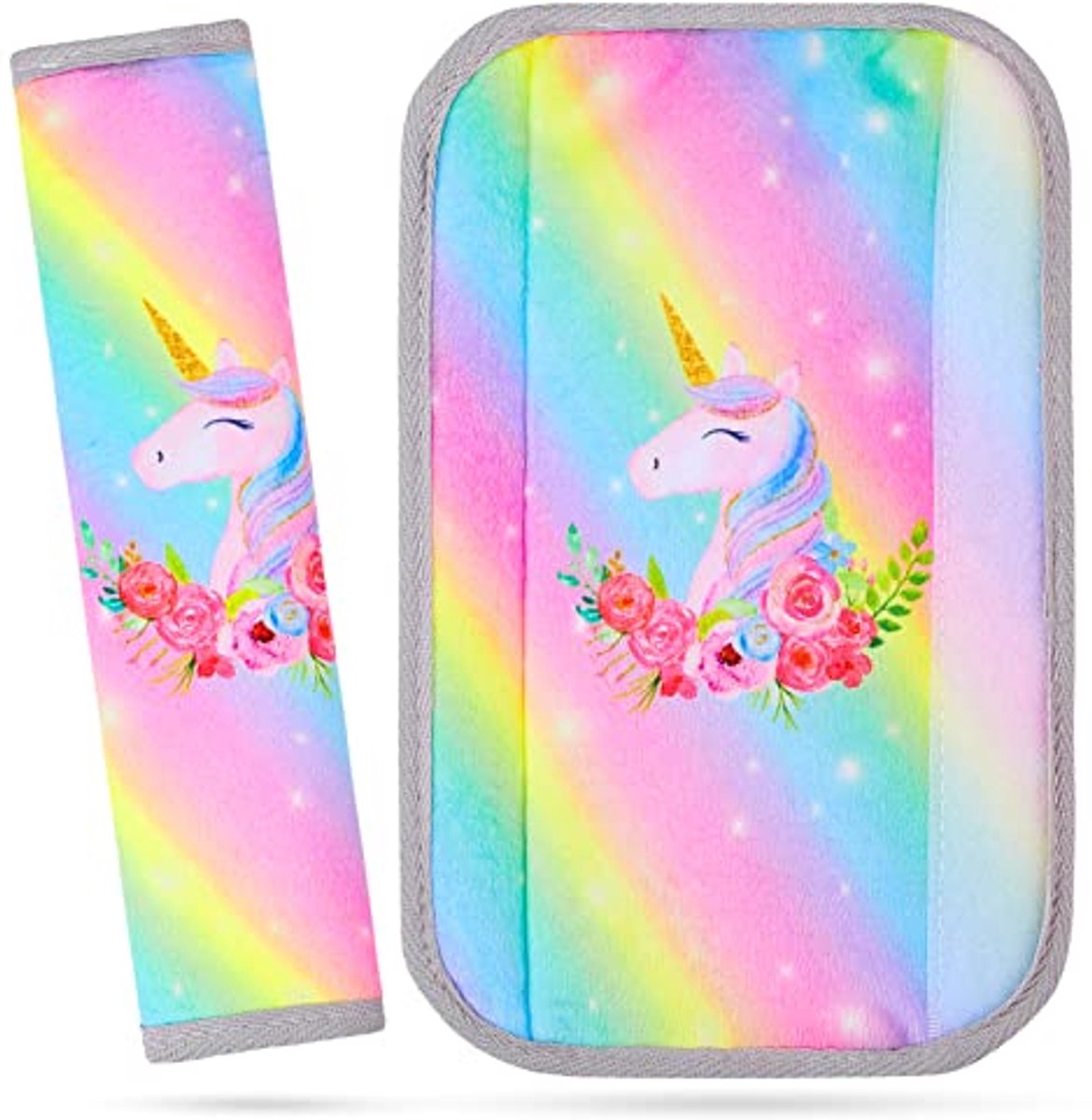 Zachte Veiligheidsgordel Pads voor Kinderen - 2-Pack Autogordel Covers met Eenhoorn Design