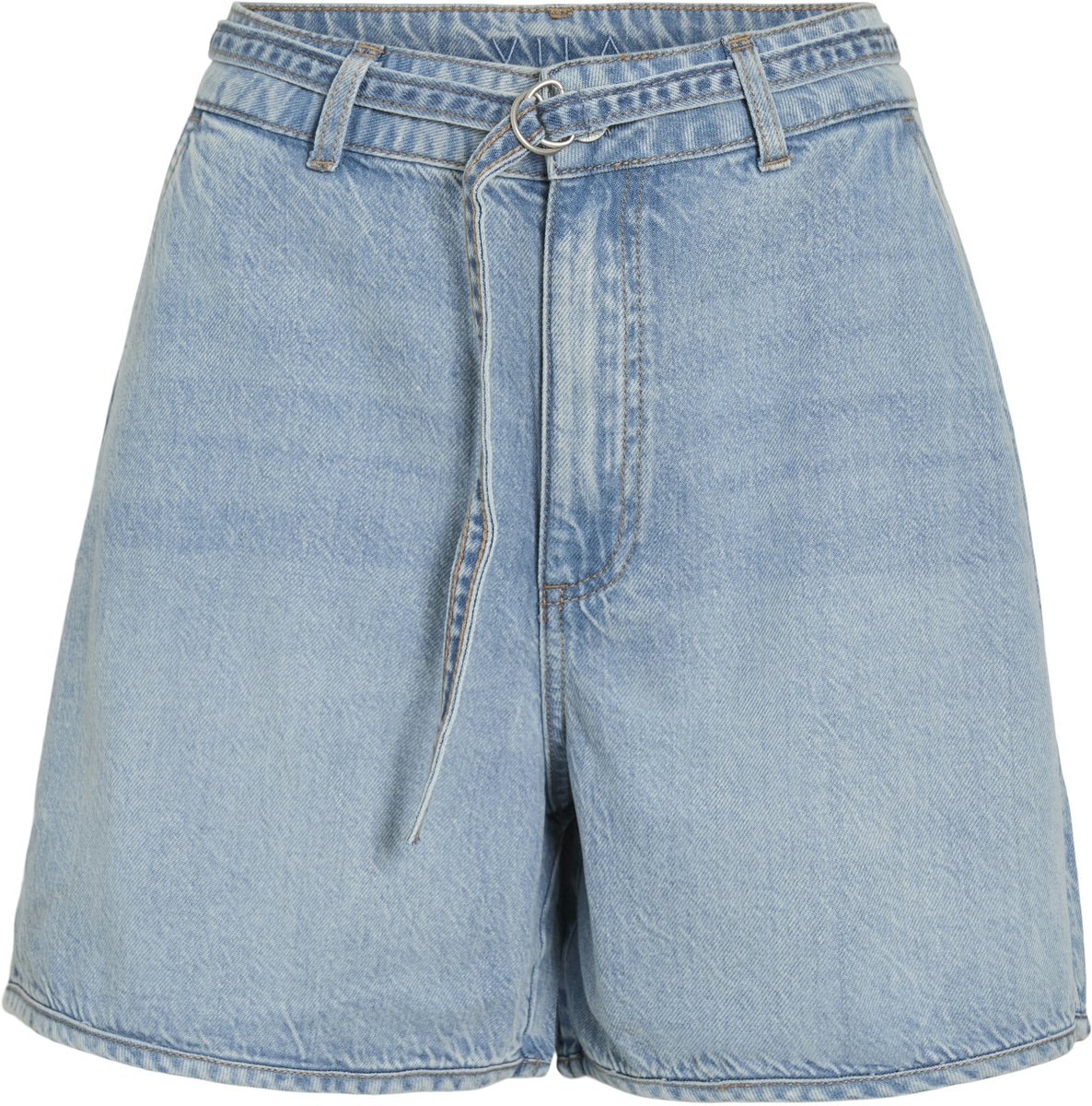 Vila Broek Vikiki Hw Belt Denim Shorts Lbd 14114222 Light Blue Denim Dames Maat - W42