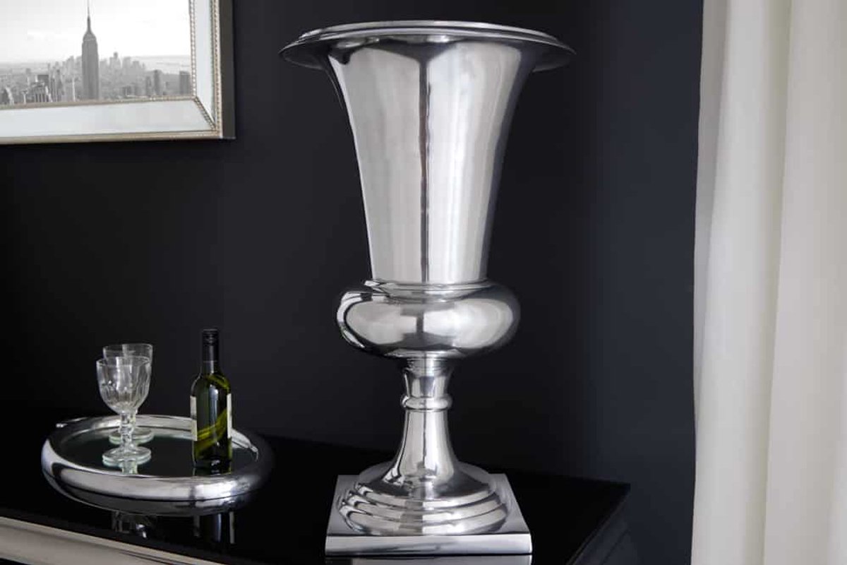 Design vaas GOAL 60cm zilver plantenbak aluminium - 21708