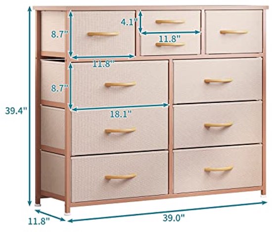 Dressoir Van Notenhout Met 2 Deuren En 3 Lades Van Rotan, In Hoogte Verstelbare Planken Voor Woonkamer