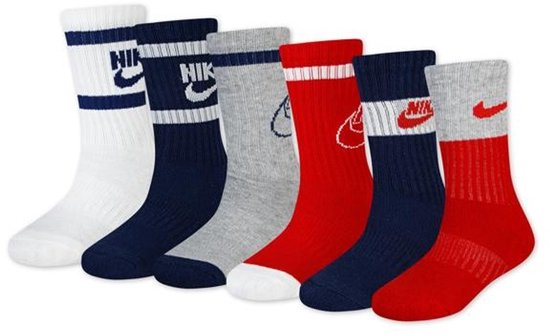Chaussettes Nike Nhn Retro Crew Kids, 6 paires, multicolores, pointures 23 1/2 à 27