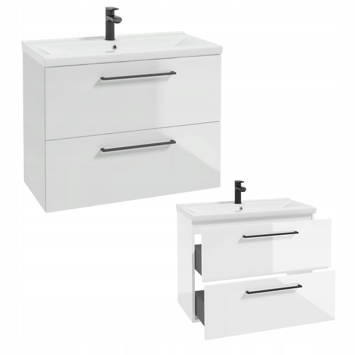 STAMAR - Badkamerkast 80cm met Wandcloset + Wastafel - Badkamermeubel - Wit