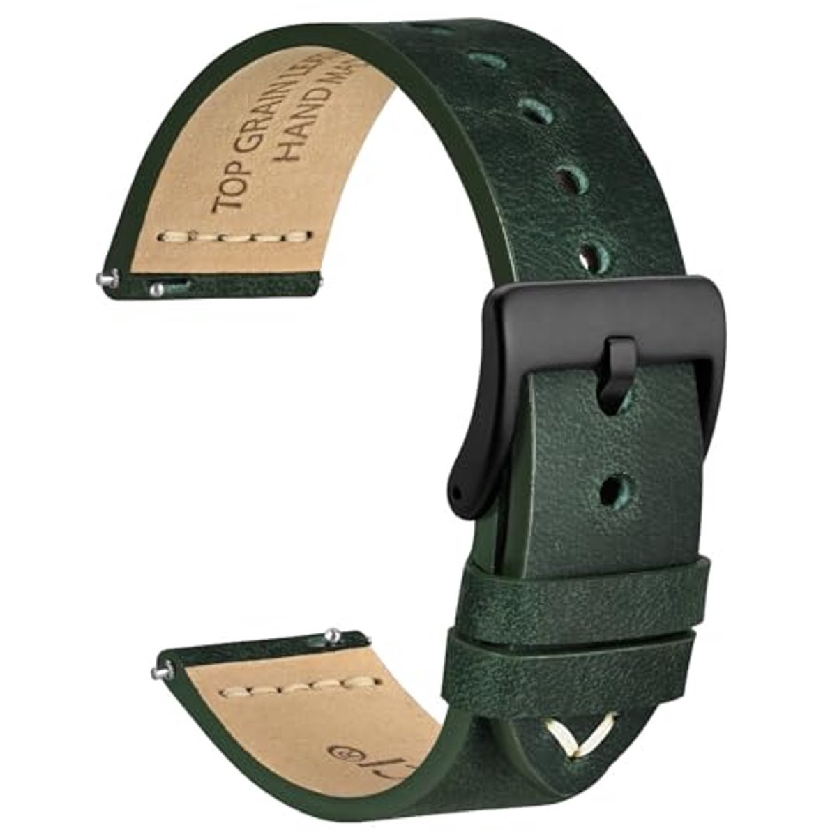 Leren horlogebandje met Franse wasdraad en snelsluiting - Retro stijl, 18mm, 20mm, 22mm