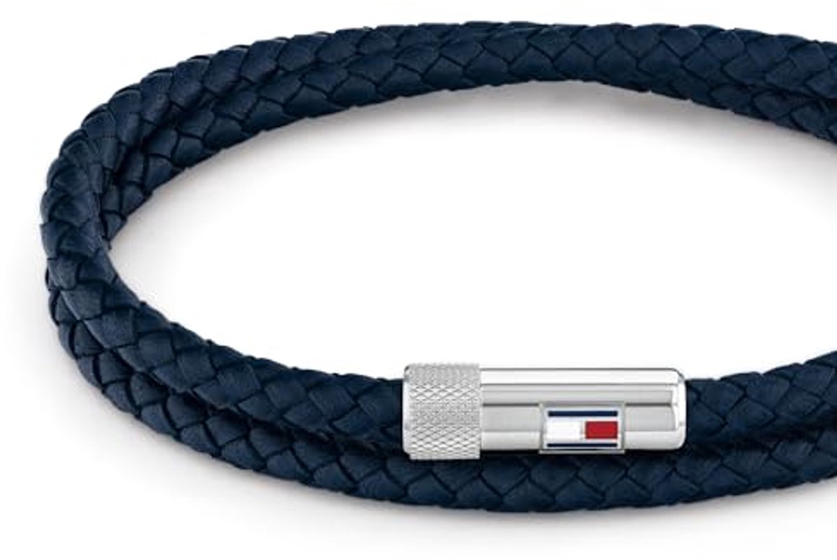 Heren Leren Armband Blauw - Rvs - One Size