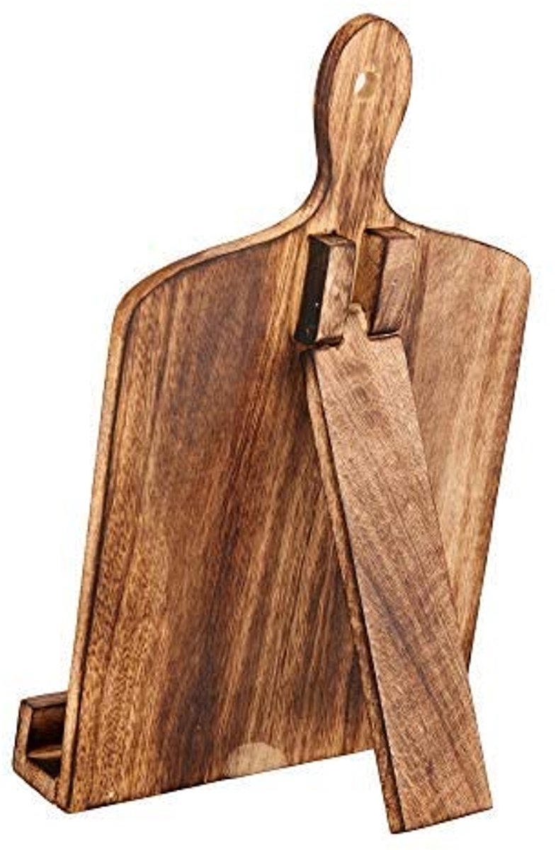 Houten Kookboekstandaard voor iPad en Recepten met Snijplank Stijl