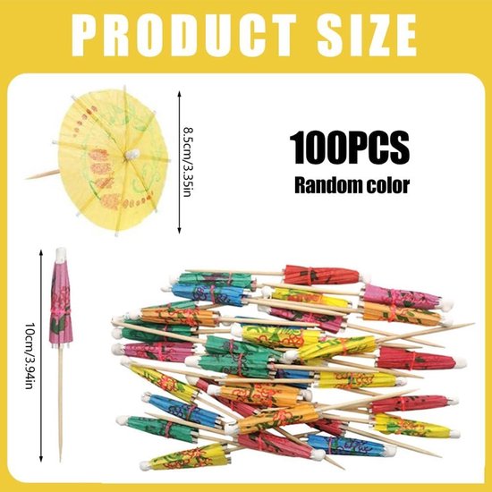 Lot de 20 mini parasols pour cocktail Fackelmann