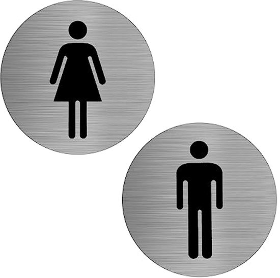 7,87 inch toiletbord voor mannen en vrouwen, zelfklevende badkamer toiletbord sticker, badkamer unisex toiletdeurbord (zwart 20 cm) (zwart 20 cm