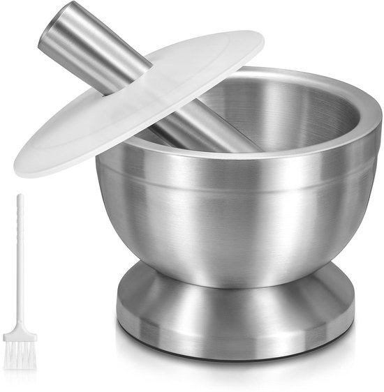 JGS ® Vijzel En Stamper Set Van Hoogwaardig Roestvrij Staal Voor Optimale Smaakbeleving In De Keuken