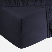 Hoeslaken -housse DoubleDry en jersey extensible - 100 % Katoen - Double 180 x 200 cm - Épaisseur du matelas 25 cm - Élastique tout autour - Bleu marine