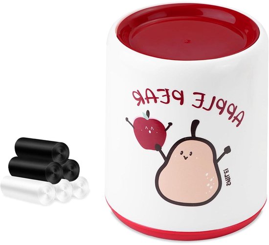 Allecto Premium - Desktop vuilnisemmer met 90 zakken - Cartoon-kunststof opslag - Slaapkamer, badkamer, keuken, kantoor (2 stuks, rood en ...)