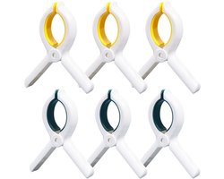 EXCITAT Grote wasknijpers - Handdoekklemmen - Strandhanddoekklemmen - Badhanddoekklemmen - Ligstoelklemmen - Sterke wasknijpers - Geschikt voor ligstoelen, wasruimte, strandstoelen, strand, zwembad, tuin - 6-pack