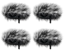 4 stuks microfoon popfilter, draadloze microfoonhoezen harige windmof compatibel met DJI Mic 2, compatibel met DJI Osmo Pocket 3, grijs