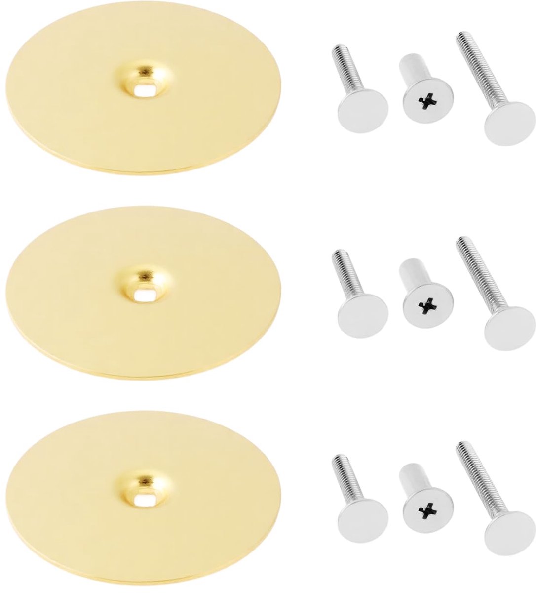 3 Set 67mm Diameter Deur Gat Cover Plaat met 25mm en 35mm Schroeven, Goud