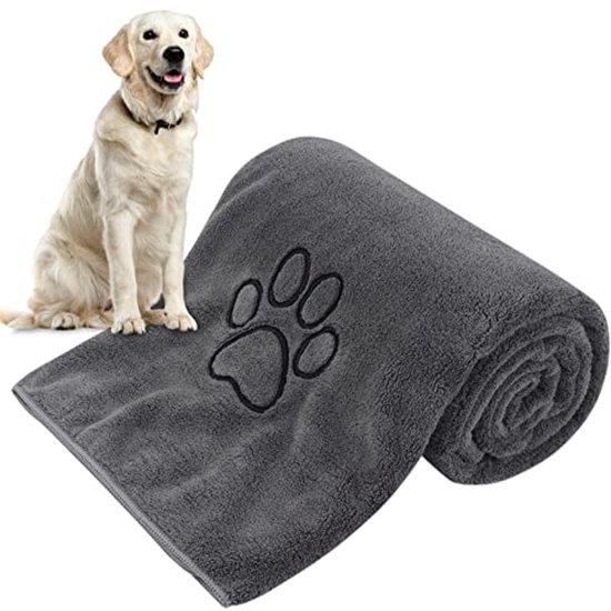 RUCUDIM Hondenhanddoek, 2 stuks extra absorberend hondenhanddoek voor honden en katten, 75 x 35 cm sneldrogend huisdier microvezel handdoeken, geschikt voor katten, honden en andere huisdieren (paars