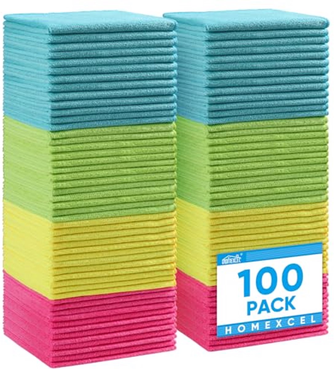 Microvezeldoeken, 100 stuks, reinigingsdoeken in 4 kleuren, 29 x 29 cm