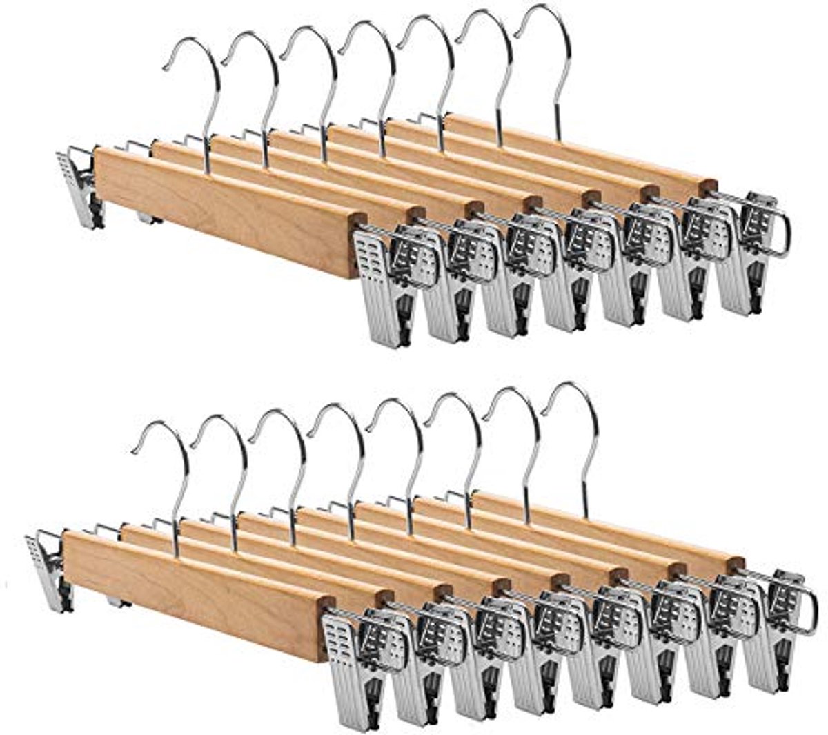 15 Pack Houten Hangers met Clips voor Broeken en Rokken - 14 Inch