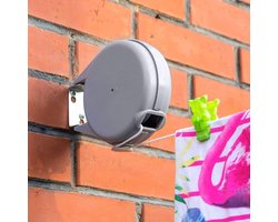 Intrekbare waslijn buiten 12 meter - Roestvrij staal en kunststof, Heavy Duty, Perfect voor buiten drogen