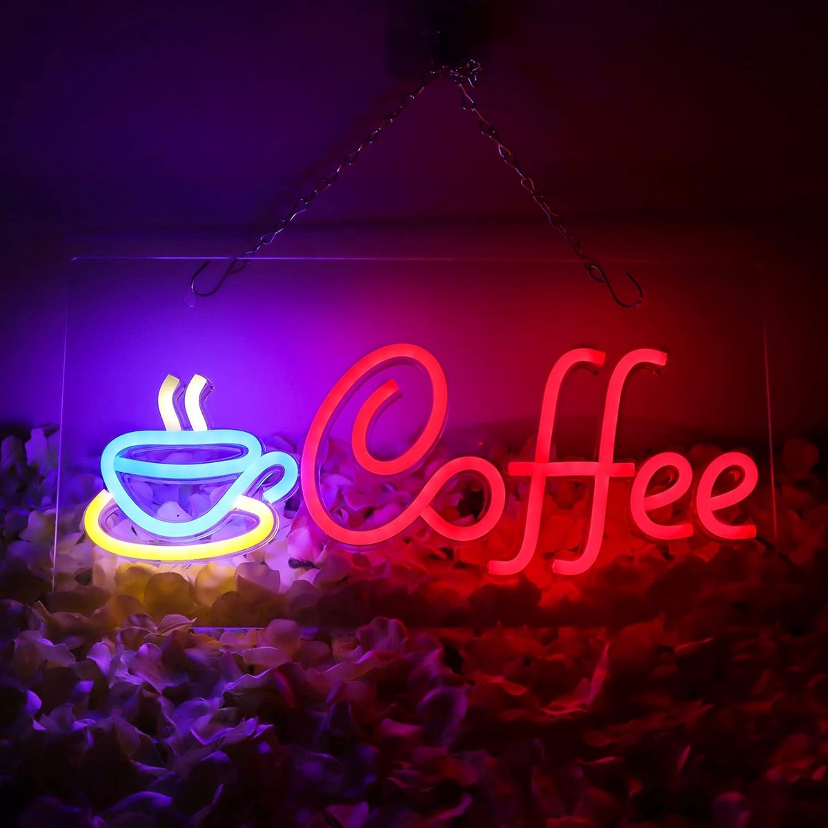Daity Koffie neonbord voor wanddecoratie - gebruikt in koffiebar LED-verlichting - LED-bord kamerdecoratie mooi - geschikt voor woonkamer - bistro - café - winkel - man cave - feest - Kerstmis