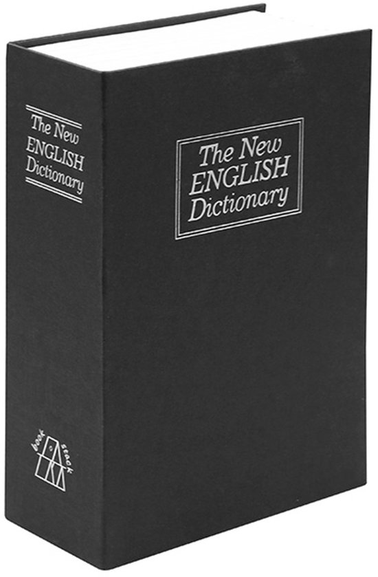 Livre noir avec le titre "The New English Dictionary" sur la couverture.