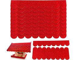 Roof Felt voor Vogelhuis - Waterdichte Mini Dakbedekking Shingles - Zelfklevende Dakbedekking voor Vogelhuis, Nestkast, Konijnenhok, Insectenhotel - Rood, 32 Stuks