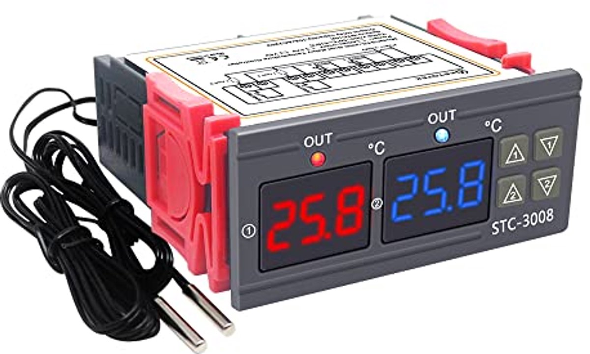 Digitale Temperatuurregelaar met 2 Sondes voor Koeling en Verwarming - Temperatuur Controller voor Fermentatie en Koelkasten