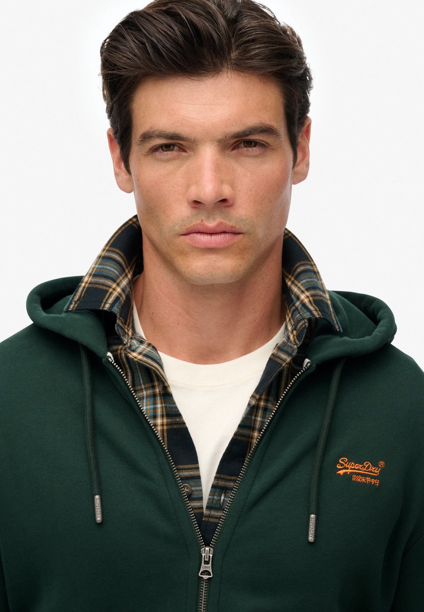 Superdry Essential Logo Zip Hooded Vest Heren Donkergroen