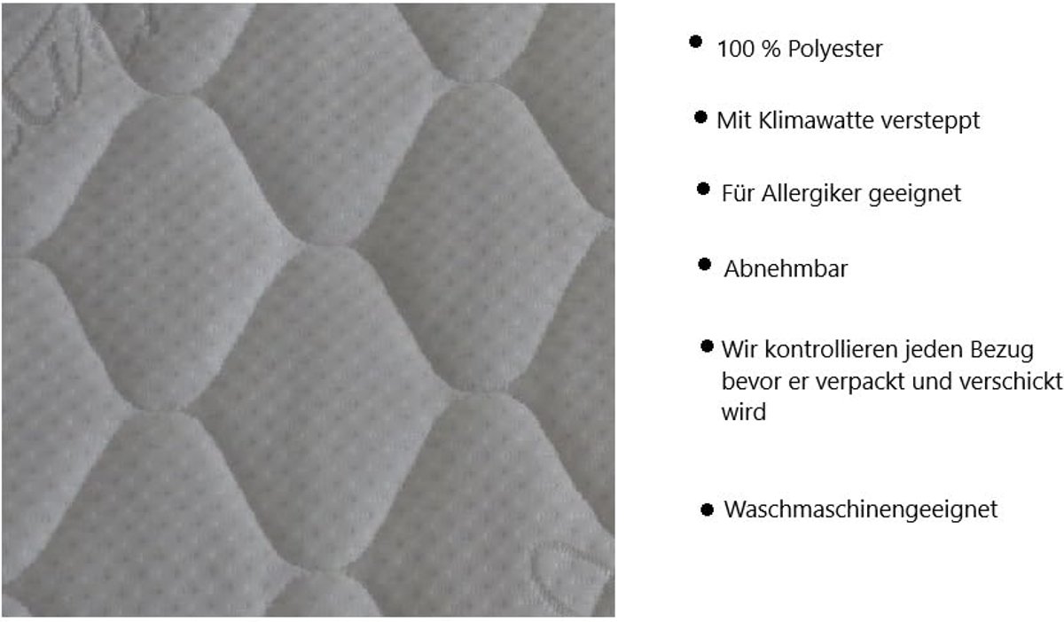 Matrasovertrek Doorgestikt met Ritssluiting - Bescherm je Matras, Maat 90 x 200 cm