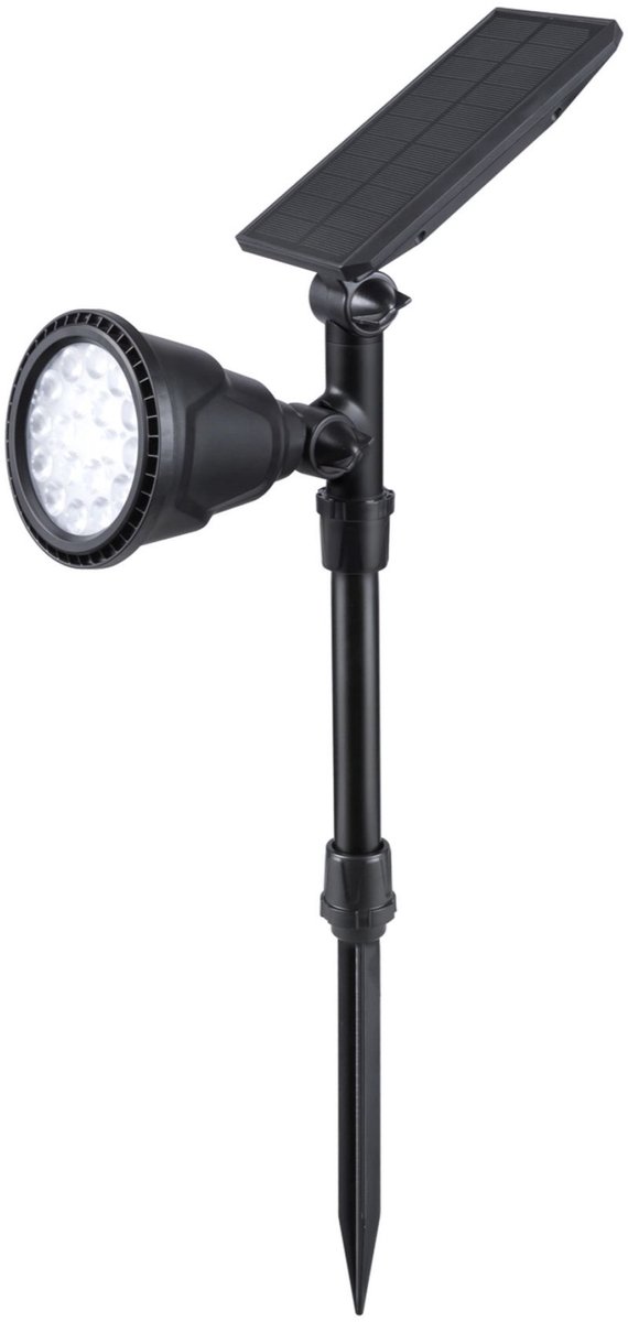 Iplux® Solar LED Tuinspot Pro Performance - Slank en krachtig - 600 lumen - 2 lengte standen - Hoge Kwaliteit - Warm Wit - IP65 Waterproof