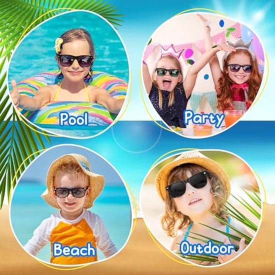 Zonnebrillen voor kinderen - 8 stuks voor verjaardagsfeestjes, zomer en strand van Joyibay — afbeelding 4