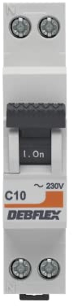 Stroomonderbreker 10A fase + neutraal 3KA - NF-gecertificeerde schakelmodule voor elektrisch paneel - Grijs