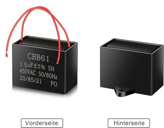 2 Stück 2µF 450V CBB60 Kondensator, langlebiger Anlaufkondensator und