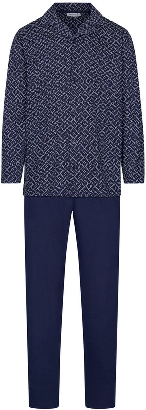 Pastunette - Pyjama - Linear - Bio Katoen - Blauw - Doorknoop - Maat 3XL