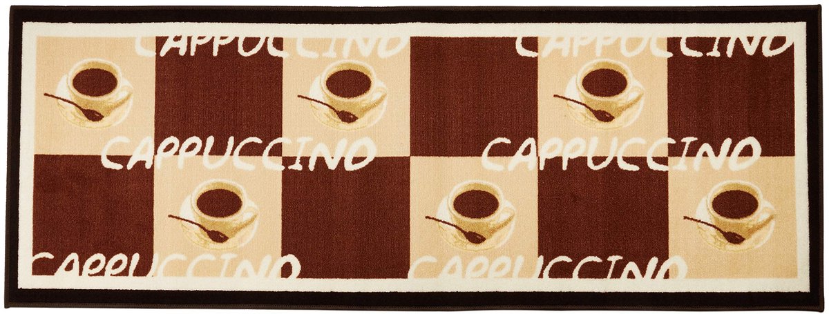 Azomor® Zachte bruine keukentapijt loper met koffiemotief voor keuken en gang