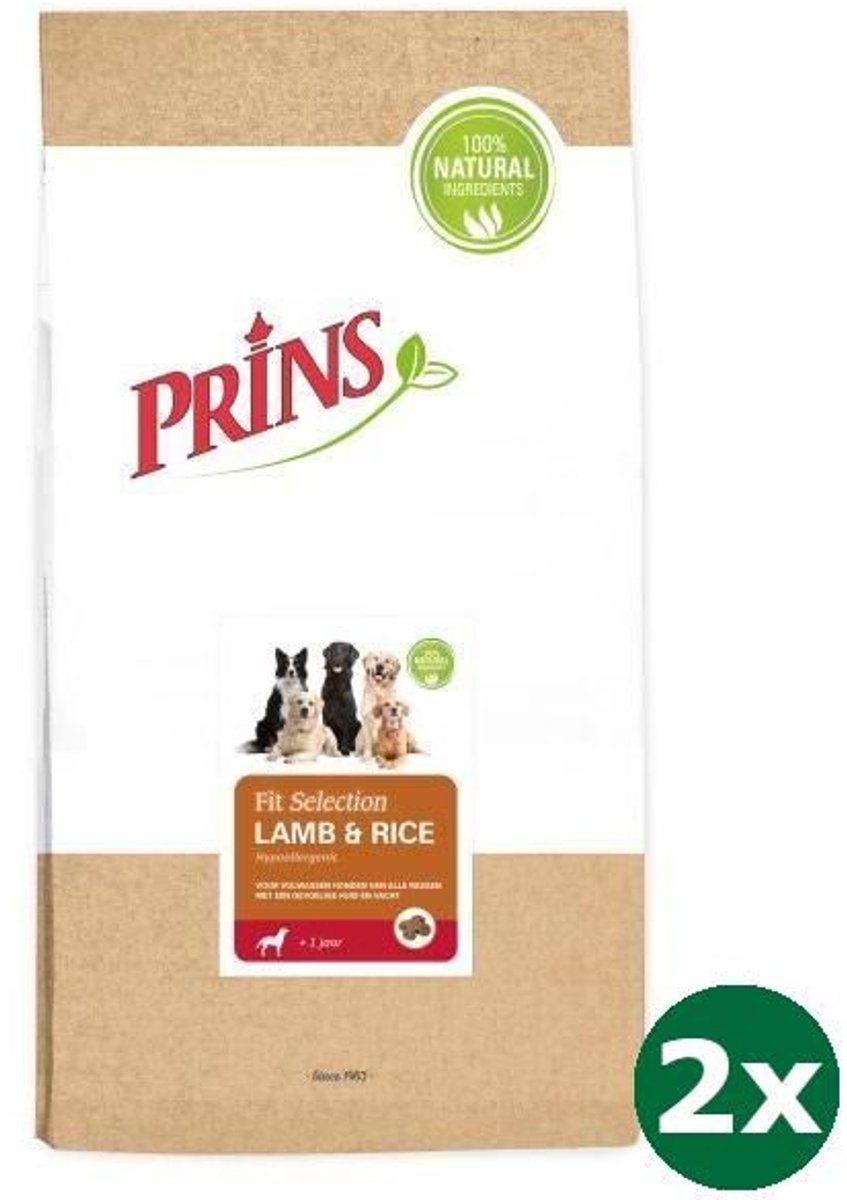 Prins 2x14 kg Prins fit selection lamb & rice hondenvoer