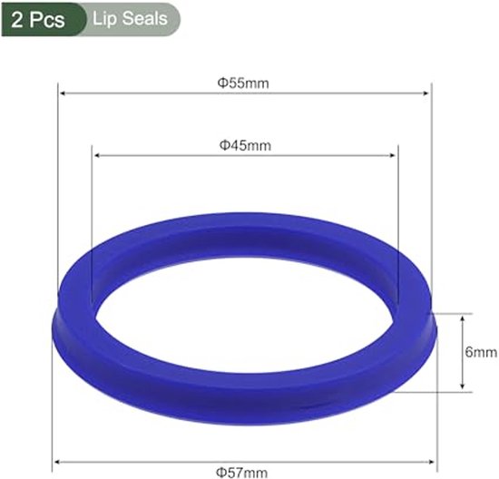 Joint D'étanchéité UHS En PU Bleu - 35 Mm Intérieur X 45 Mm Extérieur X 6 Mm Largeur, Pour Vérins Hydrauliques - 5