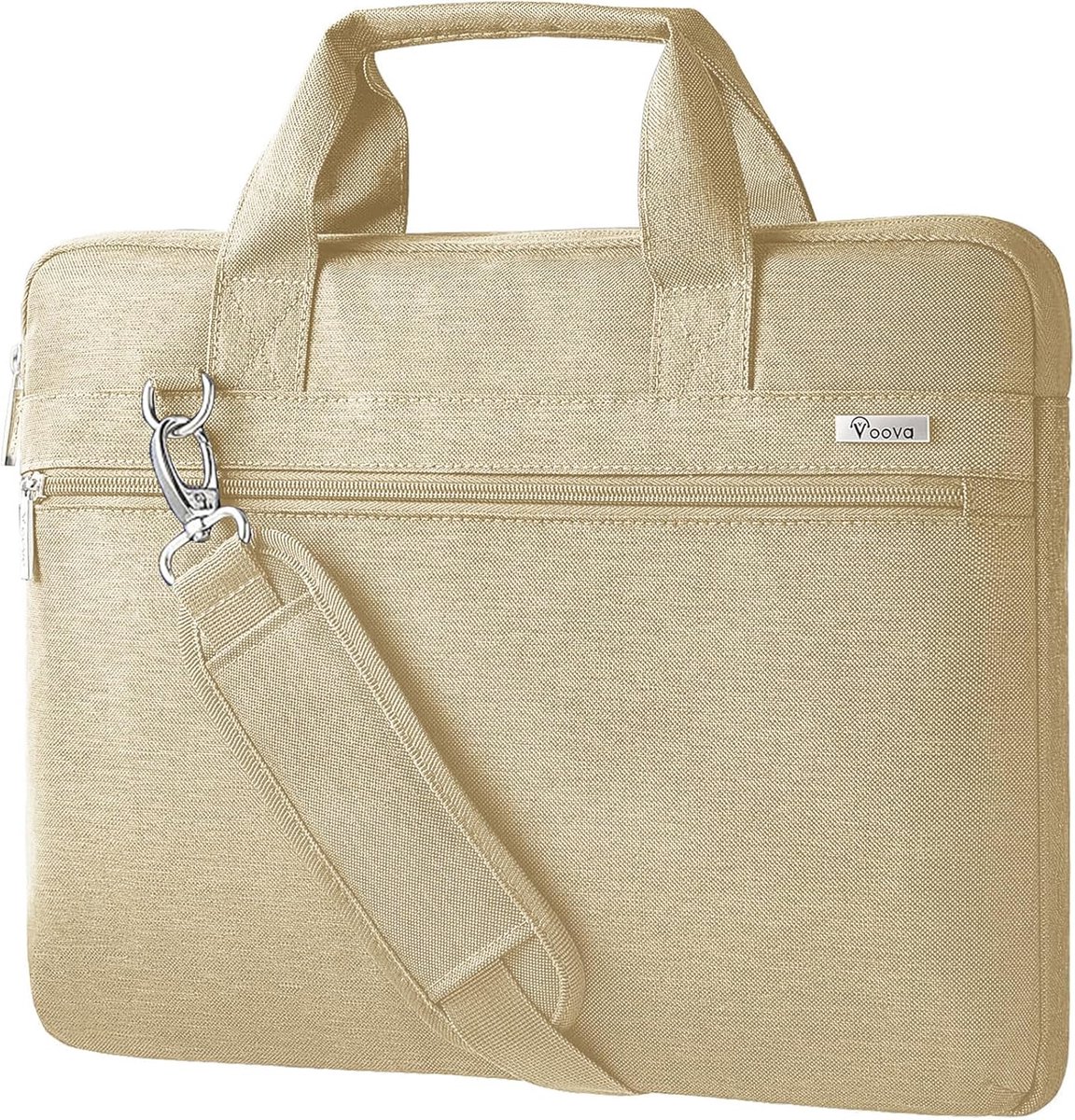 Laptoptas voor 14 tot 16 inch laptops, schoudertas, waterdicht en schokbestendig, beige