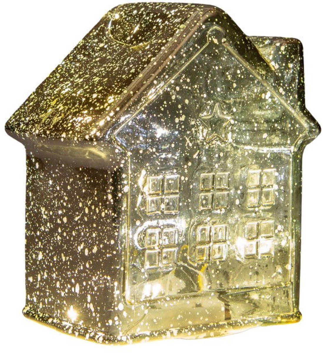 Annas collection - Huisje glas LED 12,5x7,5 goud