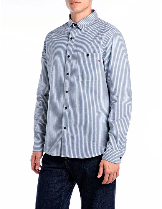 Replay M4144.000.52758 Overhemd Met Lange Mouwen Blauw XL Man