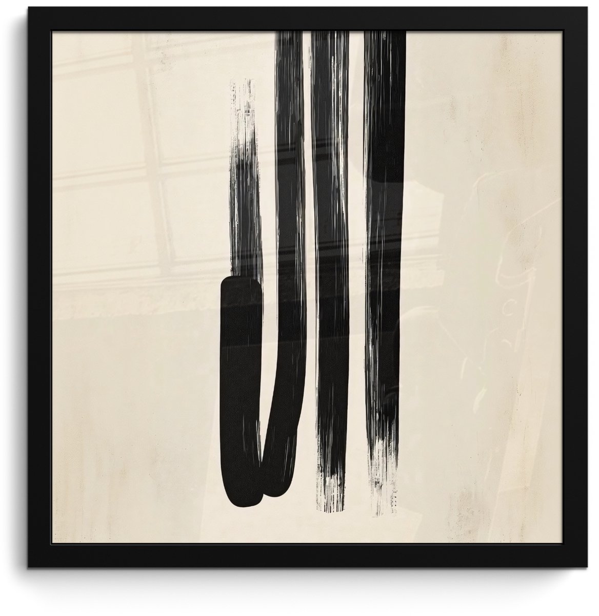 FrameYourWall Poster in lijst - Fotolijst 40x40 cm - Posters - Penseelstreken - Verticaal - Zwart - Posterlijst zwart - Decoratie - Wanddecoratie woonkamer - Muurdecoratie slaapkamer