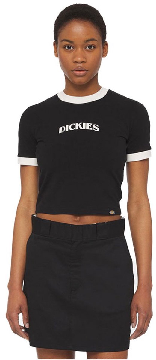 Dickies Herndon Ringer Korte Mouw Top L Vrouw Zwart