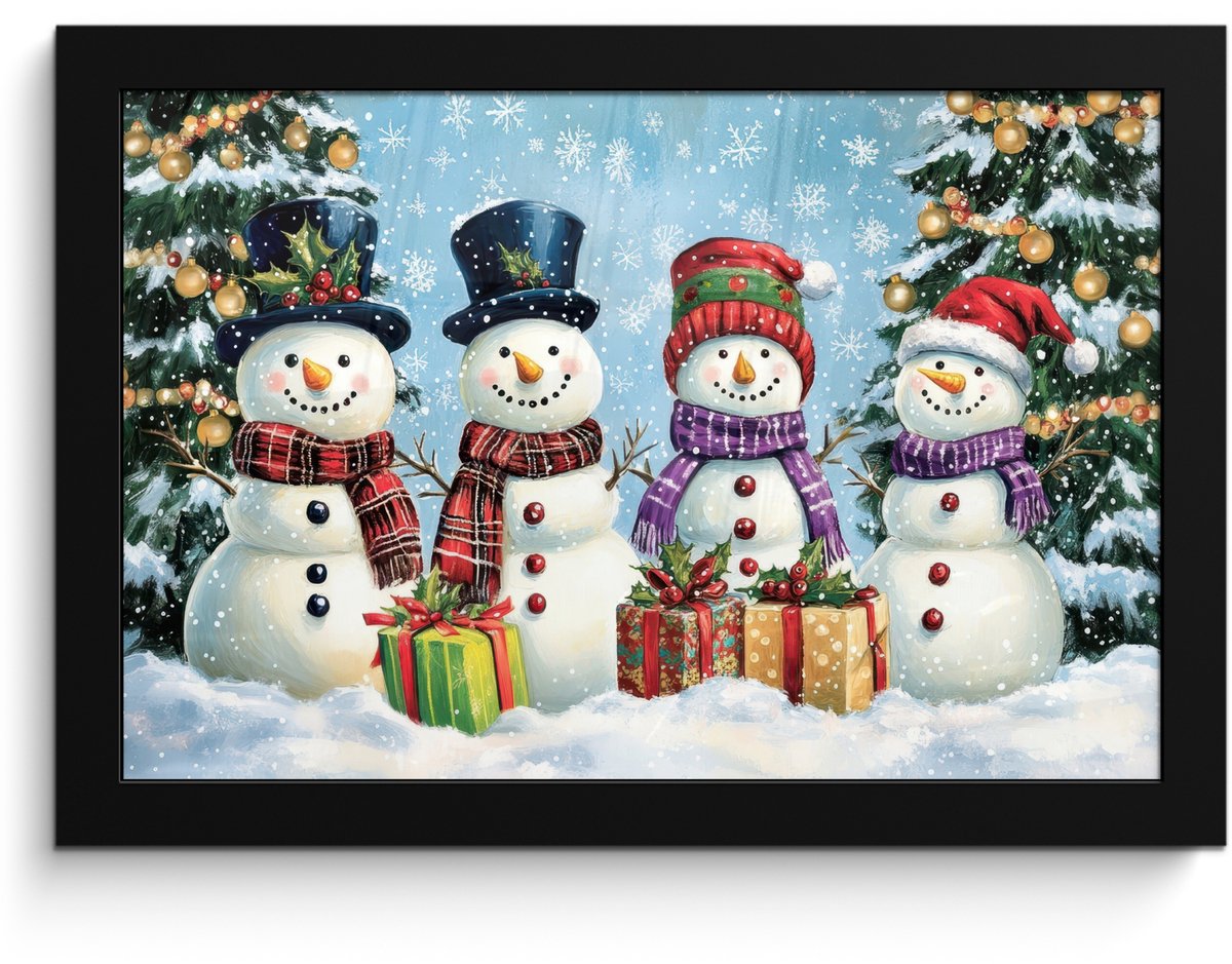 FrameYourWall Poster in lijst - Fotolijst 30x20 cm - Posters - Vrolijk - Sneeuw - Kleurrijk - Posterlijst zwart - Decoratie - Wanddecoratie woonkamer - Muurdecoratie slaapkamer