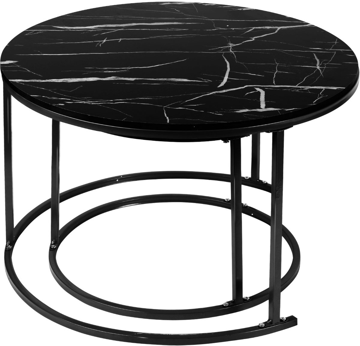 PIPIPOXER-Salontafel Set Rond - Tafelset - Grote Tafel 70*45cm, Kleine Tafel 50*38cm -Licht hout