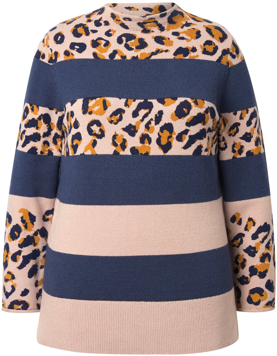 Laurasøn - Dames - Gebreide trui turtleneck lange mouw - Navyblauw - Maat 40+