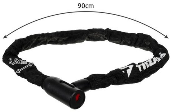 Trizand Fietsslot - L90 cm - zwart - RVS - ketting - fietsketting - beugelslot - inclusief 2 sleutels — afbeelding 5