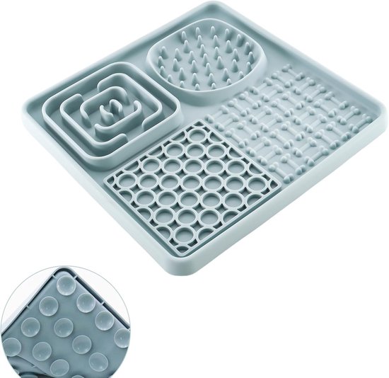 Lick Mat for Dogs with Suction Cups - Slow Feeder - Badproducten - Klauwverzorging - Vachtverzorging - BPA Vrij - Siliconen - Blauw